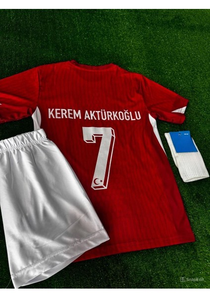 Milli Takım Kerem Aktürkoğlu Çocuk Forması 4lü Set Kırmızı