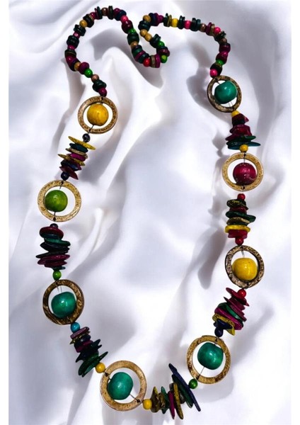 Ahşap Boncuk Uzun Kolye