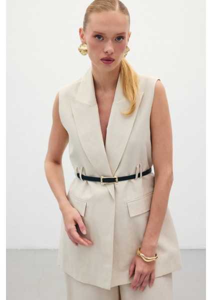 Kemerli Keten Yelek - Taş fiyatları