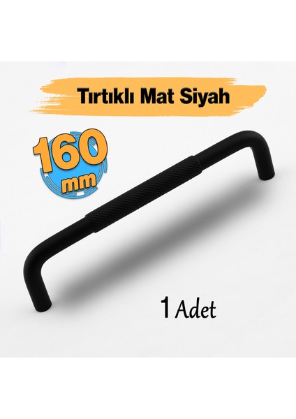 Uber Tırtıklı Mat Siyah Metal Kulp 160 mm 16 cm Mobilya Çekmece Mutfak Dolabı Dolap Kapak Kulpları