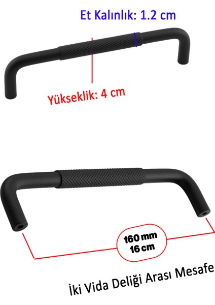 Uber Tırtıklı Mat Siyah Metal Kulp 160 mm 16 cm Mobilya Çekmece Mutfak Dolabı Dolap Kapak Kulpları fiyatları