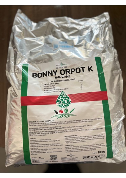Bonny Orpot K 9-0-30 Nk Gübresi |yüksek Verimli Meyve Şişirme Gübresi | 10 kg