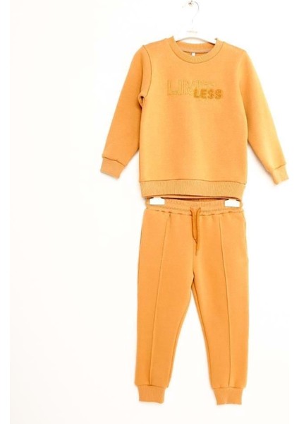 Nakışlı Basıc Eşofman Takım Camel