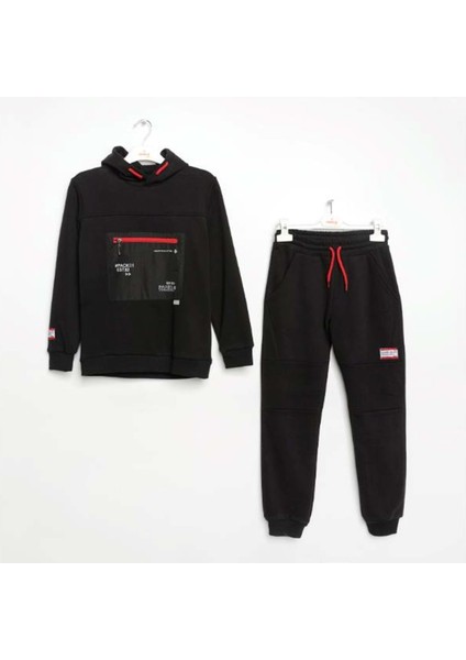 Kapüşonlu Eşofman Takım Siyah