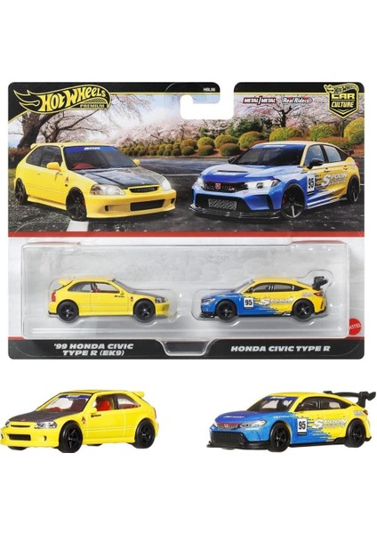 1:64 Hot Wheels Premium Car Culture 2'li Paket 99 Honda Cıvıc Type R (Ek9) & Honda Cıvıc Type R HBL96 - JBL00