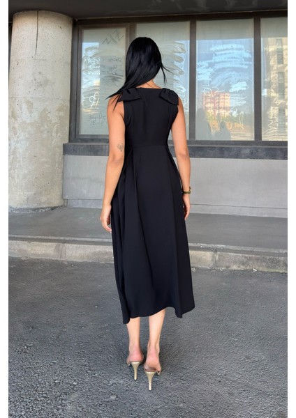 Omuz Fiyonk Detaylı Uzun Elbise 50332 indirimleri