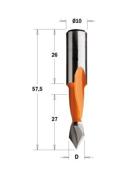 5X27X57.5 Sol Sivri ( T.delik ) Matkap Ucu