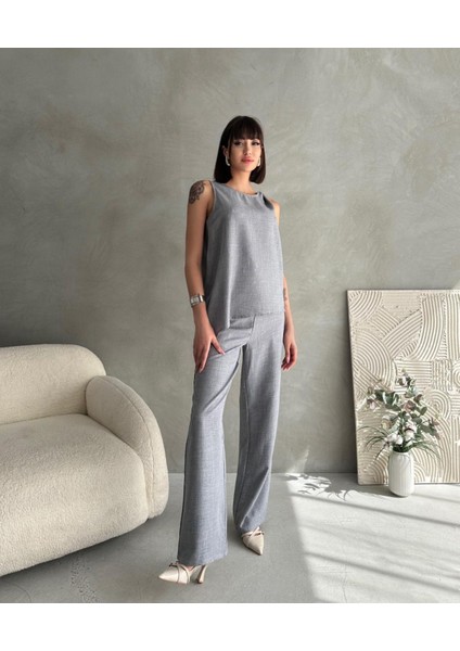 Kadın Yazlık Takım Pantolon ve Kolsuz Bluz Set | Modern Rahat Şıklık