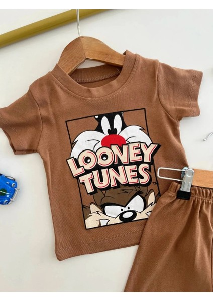 Looney Tuners Baskılı Turuncu Erkek Alt-Üst Takım %100 Pamuk