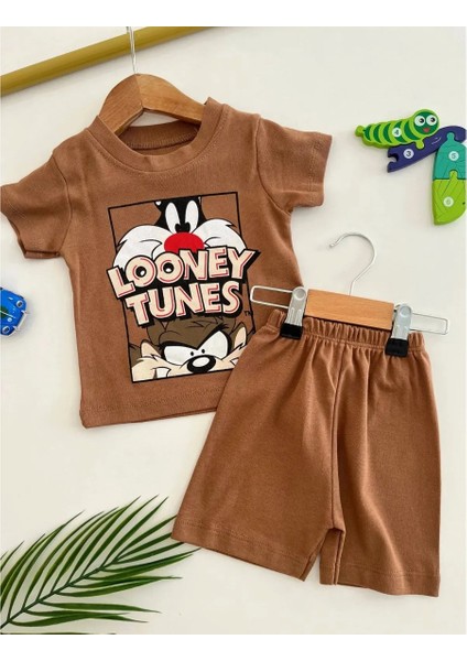 Looney Tuners Baskılı Turuncu Erkek Alt-Üst Takım %100 Pamuk fiyatları