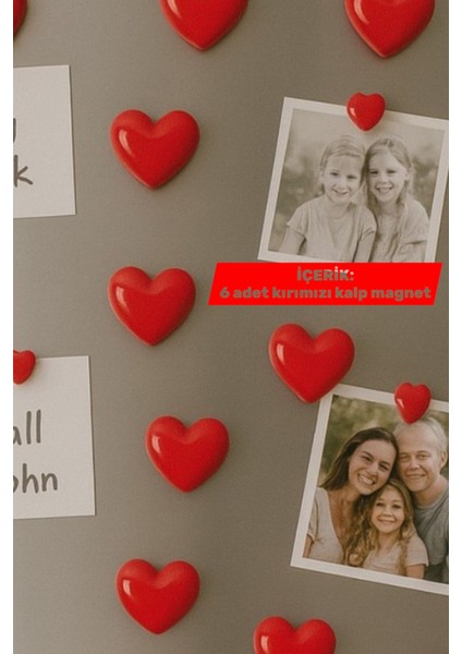 Kalpli Magnet Seti 6’lı – El Yapımı Buzdolabı Magneti, Kırmızı (Dekoratif Obje)| V Vanilla Concept