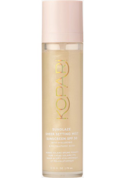 Koparı Sunglaze Sheer Setting Mist SPF 50, Hafif, Hızlı Kuruyan, Vegan Güneş Koruyucu Sprey