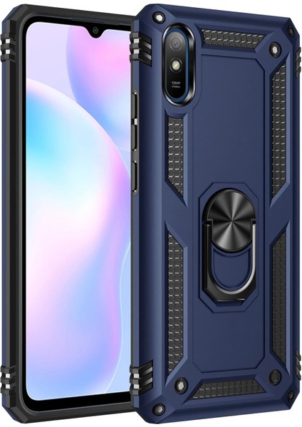 Xiaomi Redmi 9A Kılıf Sofya Yüzüklü Silikon Kapak - Lacivert Arbkd