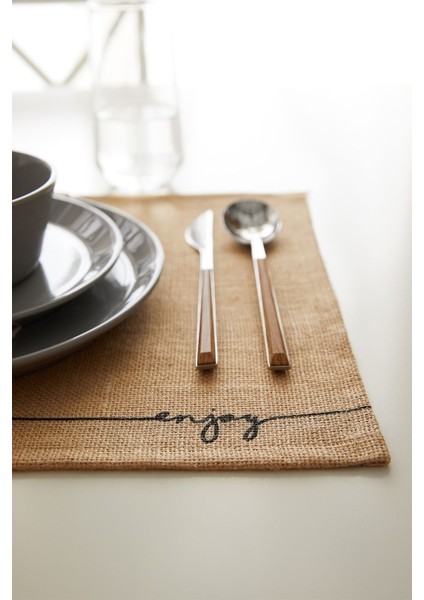 2'li Jüt Baskılı Sunum Tabak Altlığı, Bej, 45X35 Cm, Şık ve Kullanışlı Set modelleri