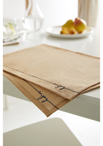 2'li Jüt Baskılı Sunum Tabak Altlığı, Bej, 45X35 Cm, Şık ve Kullanışlı Set indirimleri