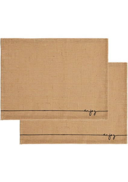 2'li Jüt Baskılı Sunum Tabak Altlığı, Bej, 45X35 Cm, Şık ve Kullanışlı Set
