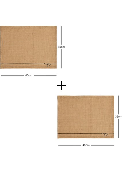 2'li Jüt Baskılı Sunum Tabak Altlığı, Bej, 45X35 Cm, Şık ve Kullanışlı Set