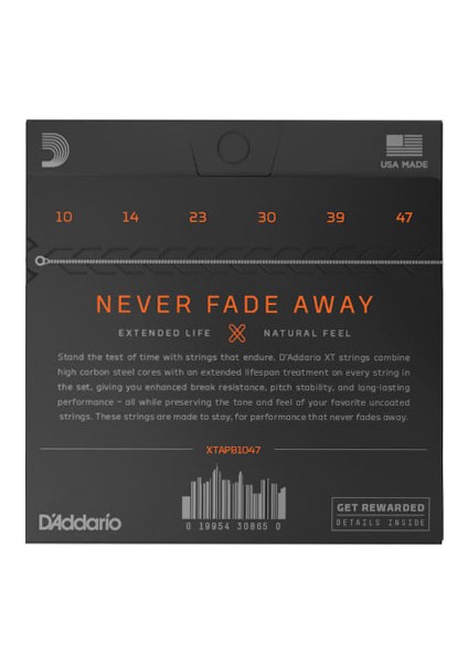 Daddarıo XTAPB1047 Akustik Gitar Tel Seti, Phosphor Bronze, Lıght Coated fiyatları
