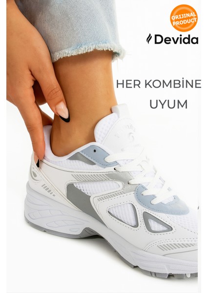 Kadın Beyaz Spor Ayakkabı Günlük Rahat Air Taban Sneaker N110