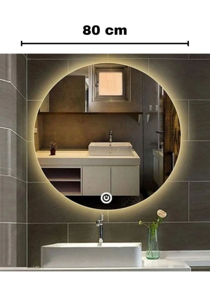 80 cm Çapında Renkli Led'li Dokunmatik Banyo Aynası