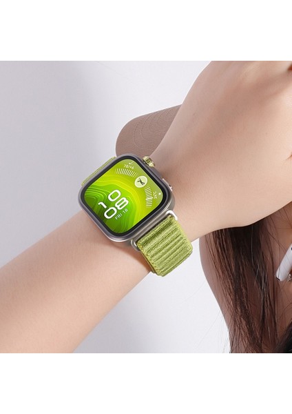 Huawei Watch Fit 4 / Fit 4 Pro / Fit 3 Uyumlu Ince Hasır Örgü Cırtlı Kumaş Kordon Kayış