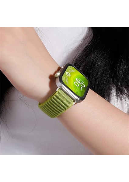 Huawei Watch Fit 4 / Fit 4 Pro / Fit 3 Uyumlu Ince Hasır Örgü Cırtlı Kumaş Kordon Kayış