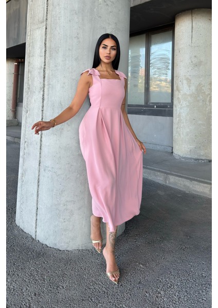 Omuz Fiyonk Detaylı Uzun Elbise 50332 fiyatları