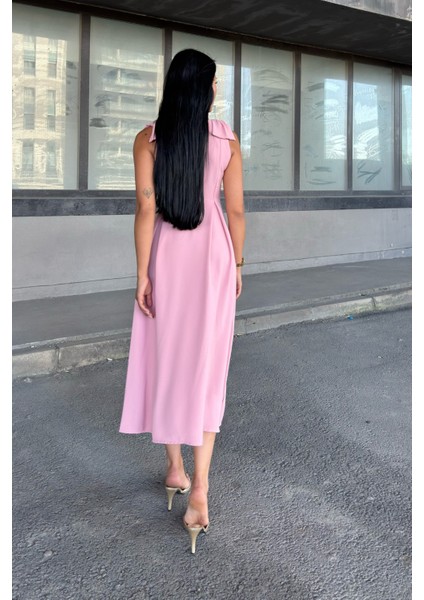 Omuz Fiyonk Detaylı Uzun Elbise 50332 fırsatları