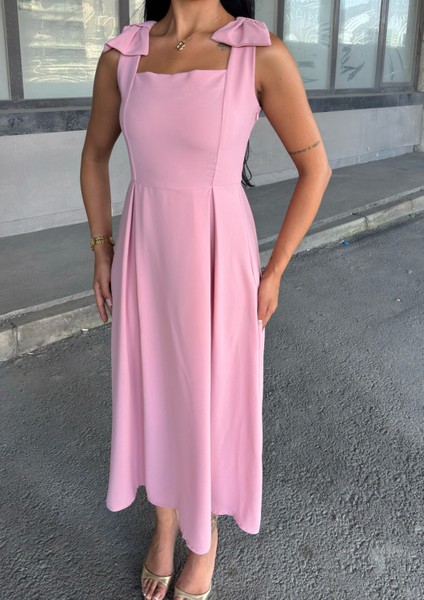 Omuz Fiyonk Detaylı Uzun Elbise 50332 indirimleri