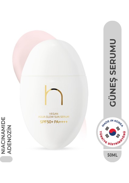 Vegan Aqua Glow Sun Serum SPF50 Güneş Serumu Nemlendirici Kore 50ml