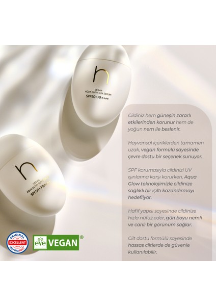 Vegan Aqua Glow Sun Serum SPF50 Güneş Serumu Nemlendirici Kore 50ml