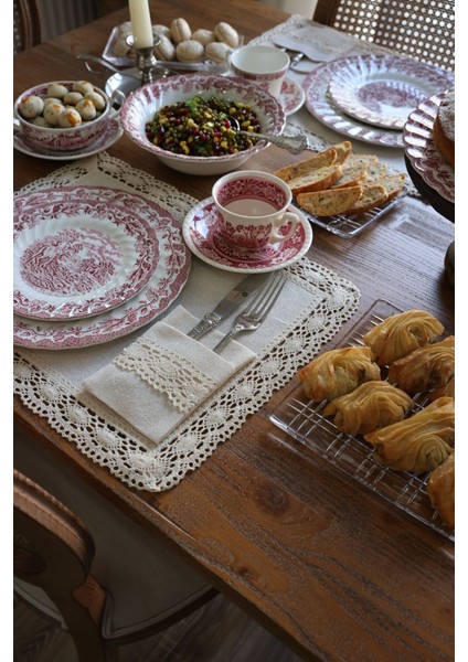 Haki Güpürlü Servis Peçetesi, Çek Cebi, Tek Boyut