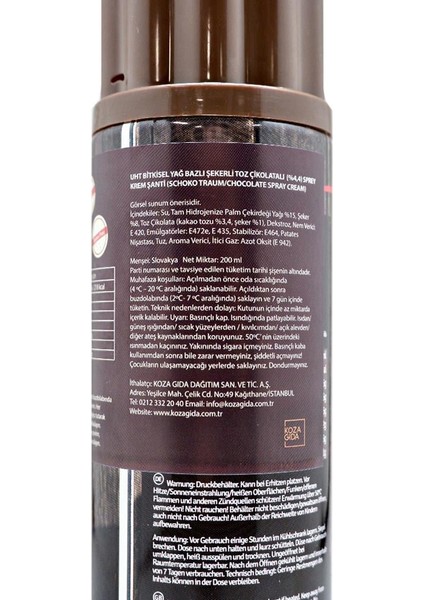 Çikolatalı Sprey Krema 200 ml modelleri
