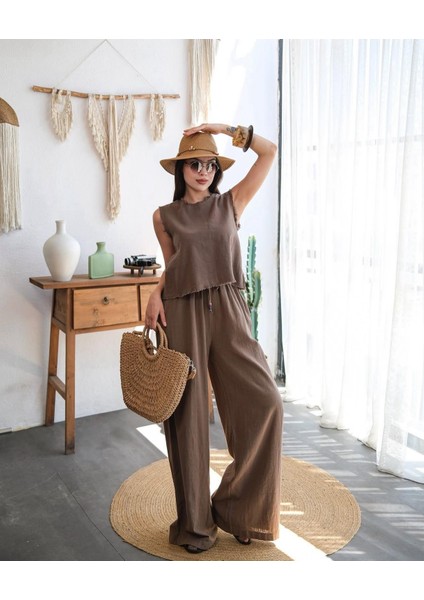 Keten Salaş Pantolon Üst Takım fırsatları