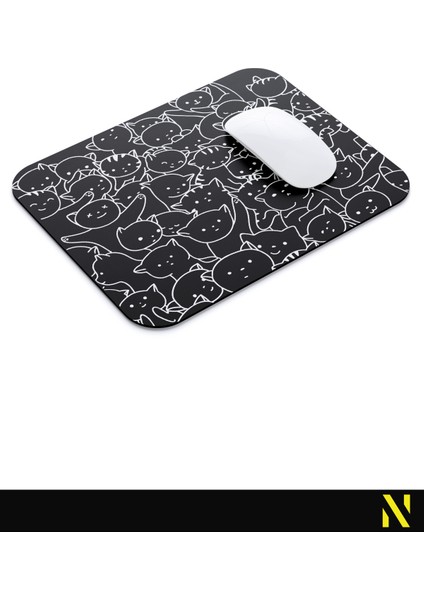 Sevimli Kediler Siyah Beyaz Renkli Ergonomik Mouse Pad - 23 cm x 19 cm - Kaydırmaz Taban Ev ve Ofis Kullanımı Için Ideal Fare Altlığı Mousepad modelleri