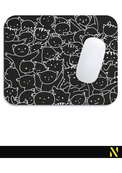Sevimli Kediler Siyah Beyaz Renkli Ergonomik Mouse Pad - 23 cm x 19 cm - Kaydırmaz Taban Ev ve Ofis Kullanımı Için Ideal Fare Altlığı Mousepad fırsatları