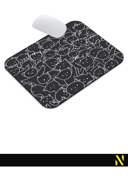 Sevimli Kediler Siyah Beyaz Renkli Ergonomik Mouse Pad - 23 cm x 19 cm - Kaydırmaz Taban Ev ve Ofis Kullanımı Için Ideal Fare Altlığı Mousepad indirimleri