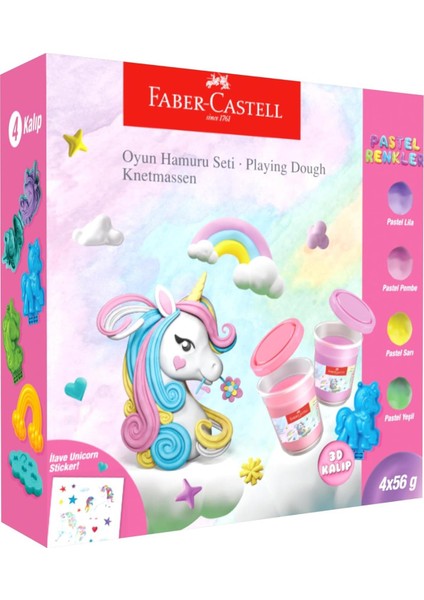 Unicorn 4X56 gr Oyun Hamuru 3D Kalıp Oyun Hamuru Seti