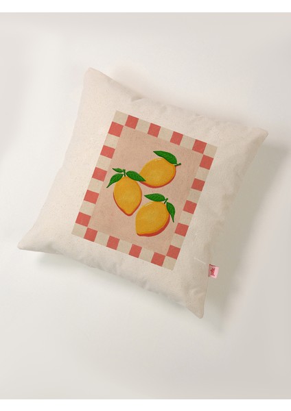 Limon Desenli Keten Yastık Kılıfı 45X45 cm fiyatları