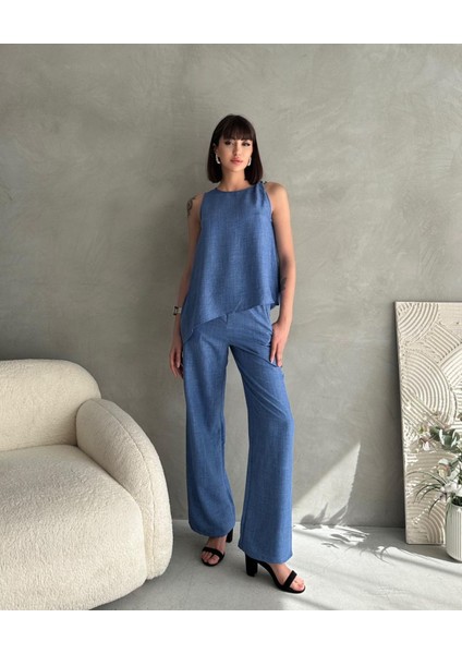 Kadın Yazlık Takım Pantolon ve Kolsuz Bluz Set | Modern Rahat Şıklık fiyatları