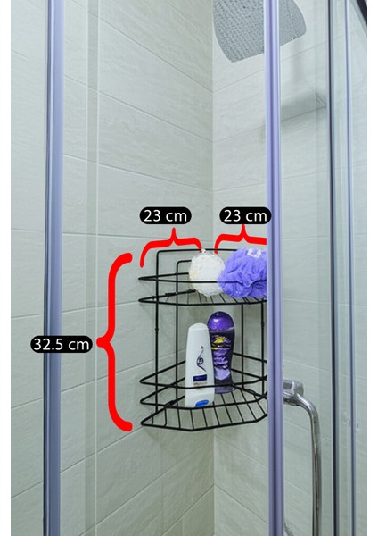 2 Katlı Siyah Banyo Duş Köşeliği Uzun Ömürlü Şampuanlık | Duşakabin Düzenleyici fiyatları