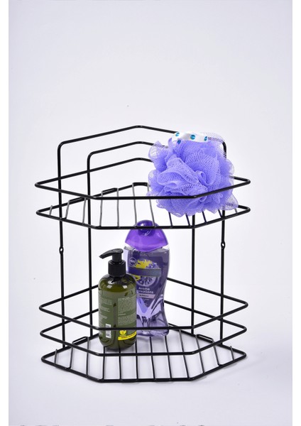 2 Katlı Siyah Banyo Duş Köşeliği Uzun Ömürlü Şampuanlık | Duşakabin Düzenleyici fırsatları