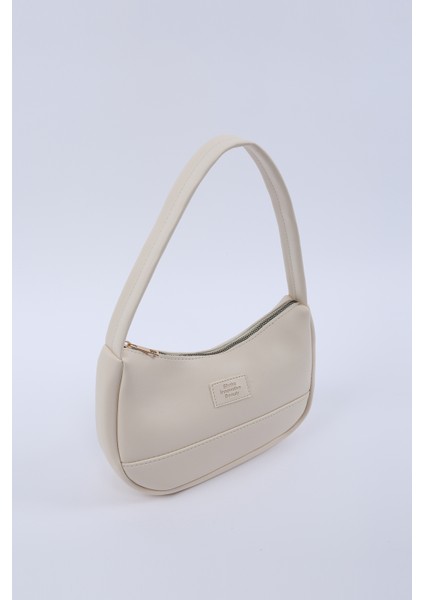 Krem SHK229 Suni Deri , Fermuarlı Tek Bölmeli , Baget Model El, Kol ve Omuz Çantası