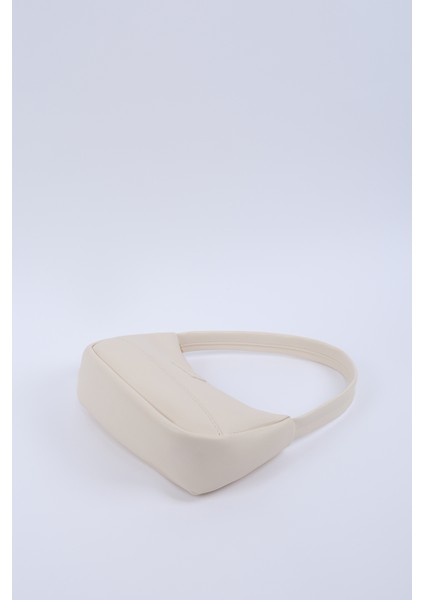 Krem SHK229 Suni Deri , Fermuarlı Tek Bölmeli , Baget Model El, Kol ve Omuz Çantası