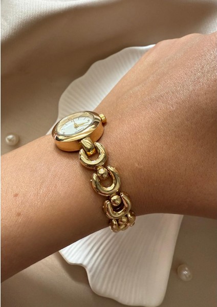 Retro Minimal Boncuk Kordon Vintage Kadın Kol Saati Yuvarlak