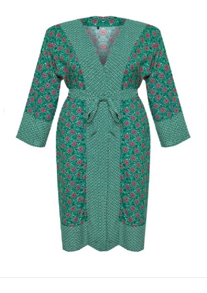 Kadın Çok Renkli Kuşaklı Büyük Beden Kimono&kaftan fırsatları