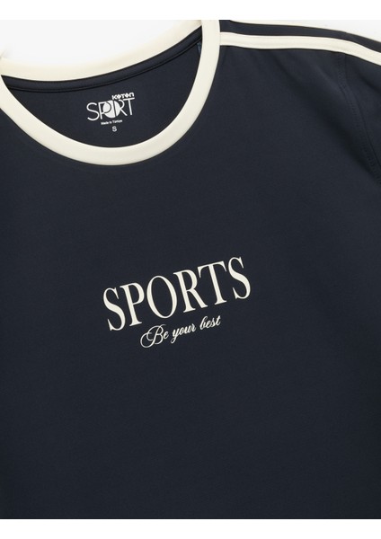 Kısa Kollu Bisiklet Yaka Biyeli Baskılı Spor Tişört modelleri