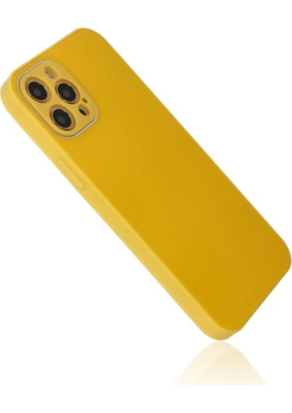 Iphone 12 Pro Max Kılıf Glass Kapak - Sarı Arbkd modelleri