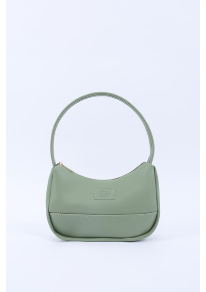 Mint Yeşil SHK229 Suni Deri , Fermuarlı Tek Bölmeli , Baget Model El, Kol ve Omuz Çantası