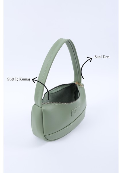 Mint Yeşil SHK229 Suni Deri , Fermuarlı Tek Bölmeli , Baget Model El, Kol ve Omuz Çantası indirimleri